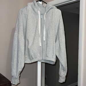 AERIE OFFLINE cropped gray jacket w hood